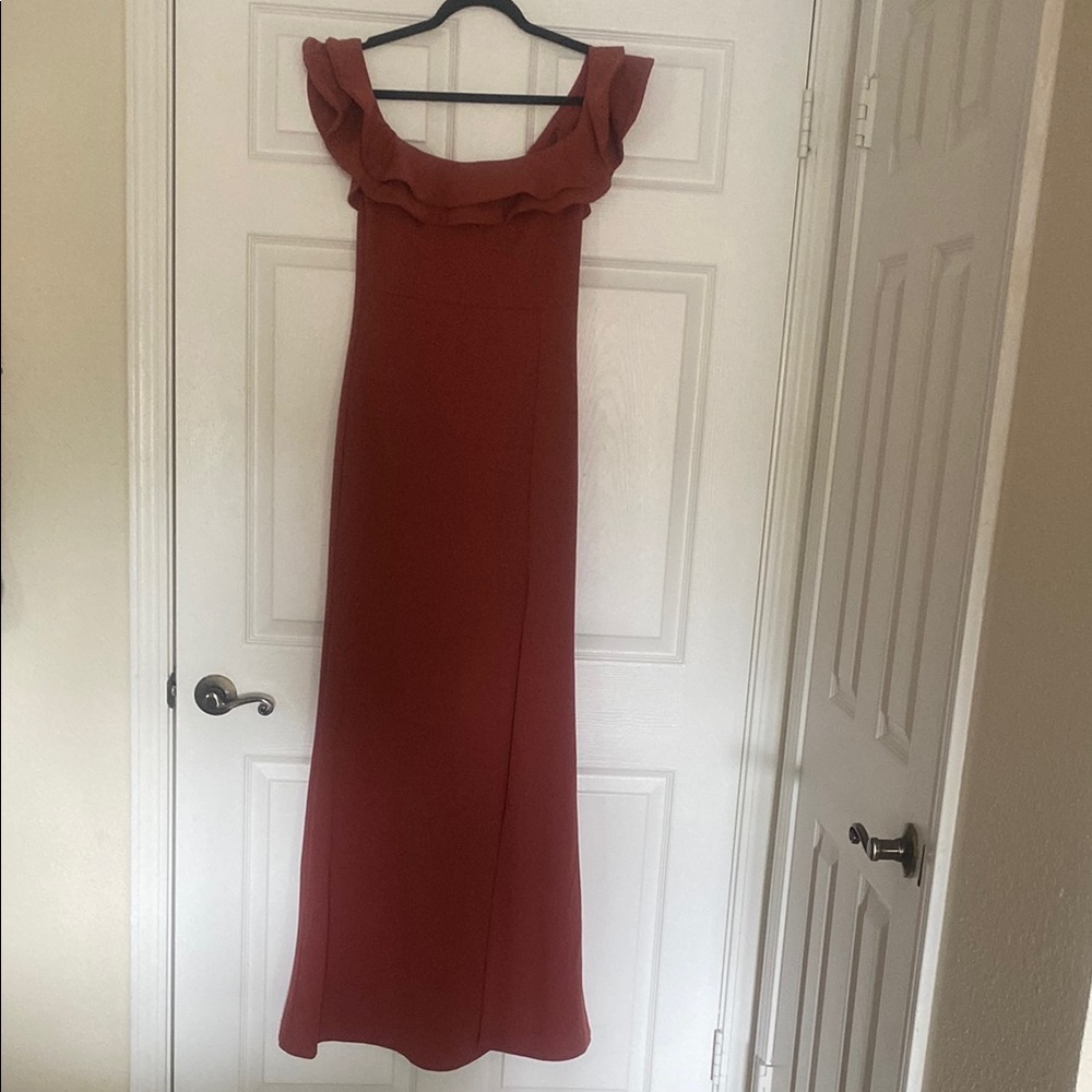 Charlotte Russe Ruffled Maxi Dress in Rust